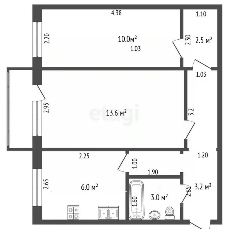 2-к кв. Самарская область, Самара ул. Гагарина, 7 (43.0 м) - Фото 2