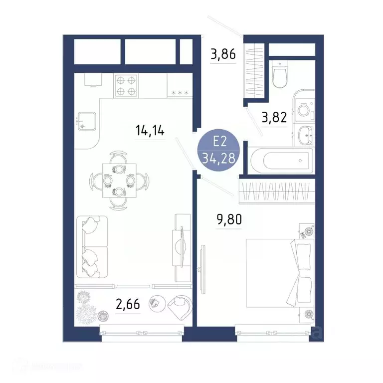 1-к кв. Рязанская область, Рязанский муниципальный округ, с. Дядьково ... - Фото 2