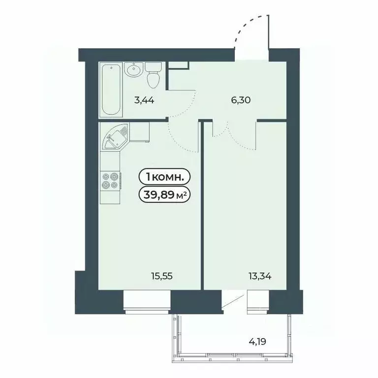 1-к кв. Красноярский край, Красноярск ул. Светлова, 25/1 (39.89 м) - Фото 1