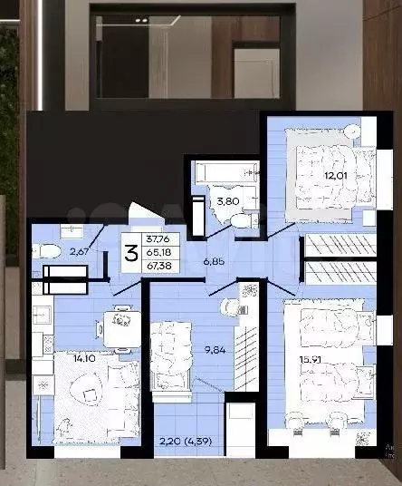 3-к. квартира, 70 м, 9/17 эт. - Фото 0