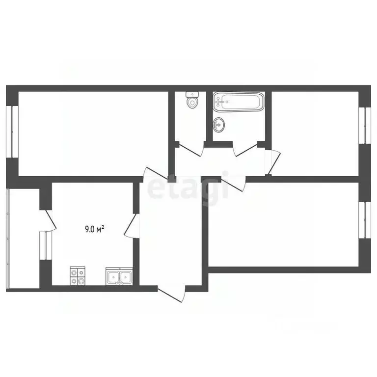 3-к кв. Ярославская область, Рыбинск Волочаевская ул., 13 (66.4 м) - Фото 2