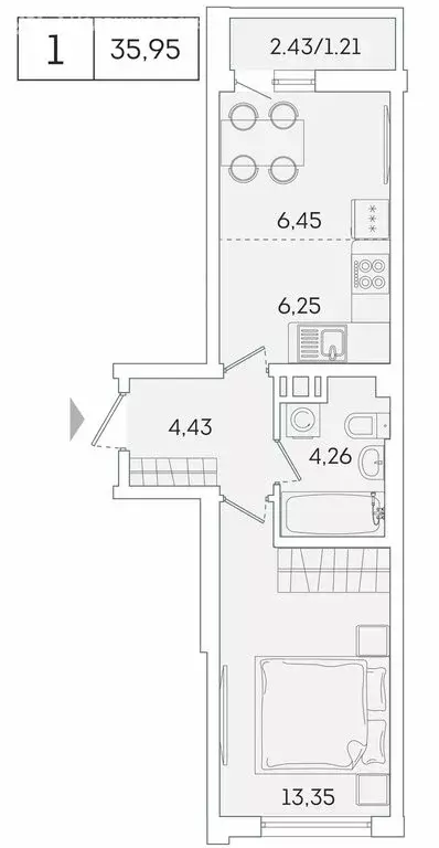 1-комнатная квартира: Мурино, Екатерининская улица, 11 (34.8 м) - Фото 0