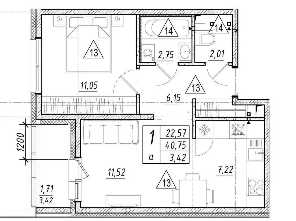1-комнатная квартира: Южно-Сахалинск, проспект Мира, 381 (40.75 м) - Фото 1