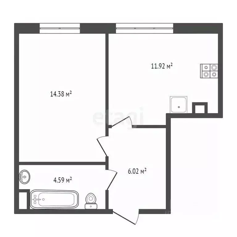 1-к кв. Тюменская область, Тюмень Харьковская ул., 74 (36.9 м) - Фото 1