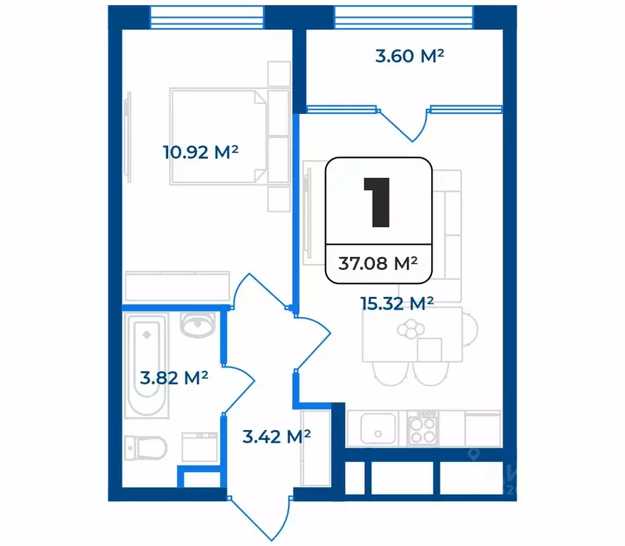 1-к кв. Рязанская область, Рязань Телецентр жилрайон,  (37.08 м) - Фото 0
