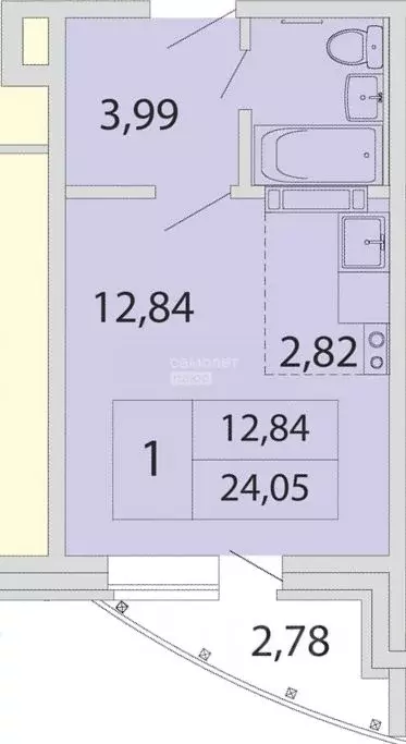 Студия Томская область, Томск Черемошники мкр, ул. Трудовая, 22/1 ... - Фото 2