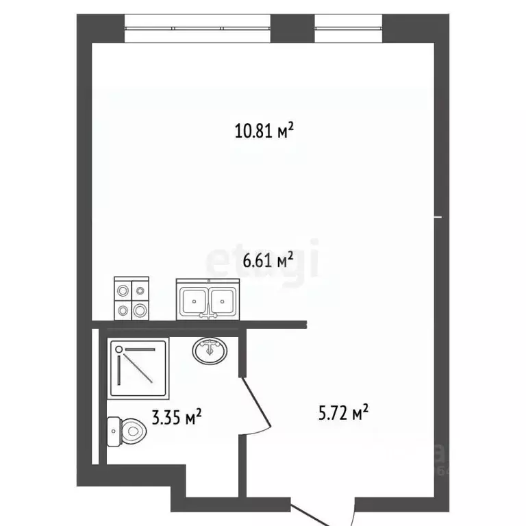 Студия Московская область, Красногорск ул. Тенистых Аллей, 1к3 (25.2 ... - Фото 2