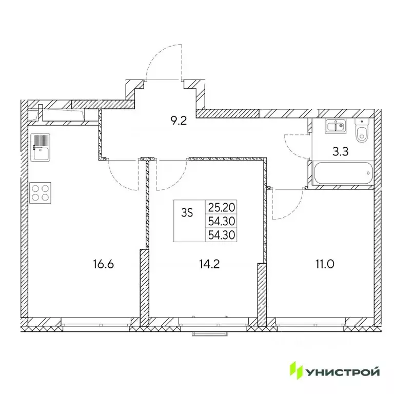 2-к кв. Свердловская область, Екатеринбург Вторчермет жилрайон,  (54.3 ... - Фото 0