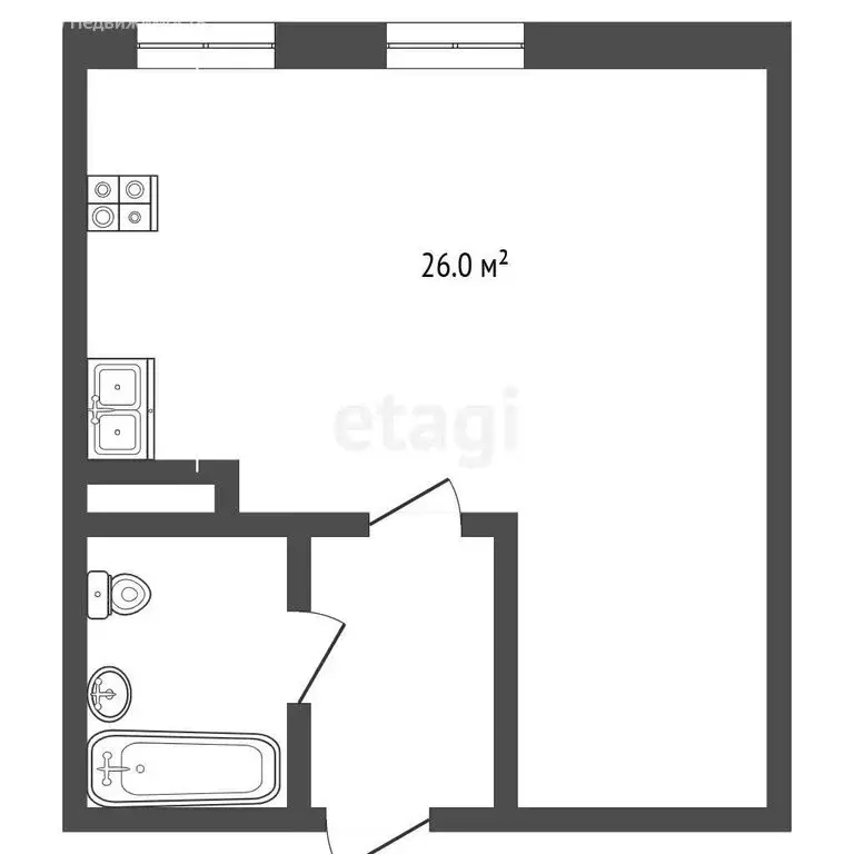Квартира-студия: Тюмень, улица Дмитрия Менделеева, 2 (28 м) - Фото 1