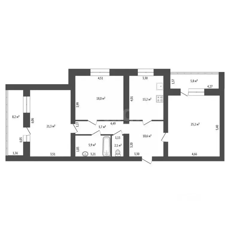 3-к кв. Башкортостан, Уфа ул. Менделеева, 11 (117.1 м) - Фото 1
