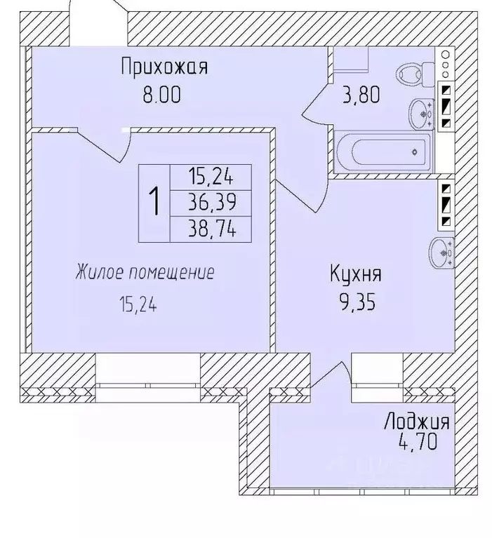 1-к кв. Белгородская область, Старый Оскол Степной мкр,  (38.74 м) - Фото 0