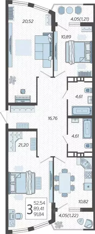 3-к кв. Краснодарский край, Краснодар Уральская ул., 100/6 (91.84 м) - Фото 1