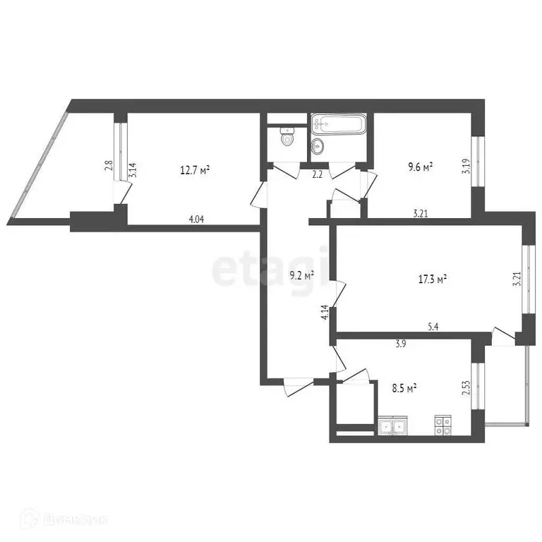 Продаётся 3-к квартира, 66.1 м - Фото 0