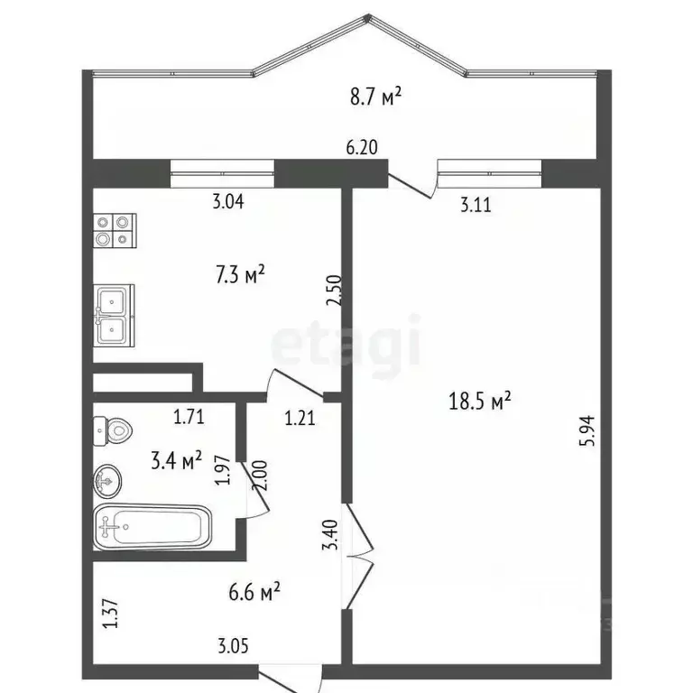 1-к кв. Кемеровская область, Анжеро-Судженск ул. Сосновая, 20 (35.8 м) - Фото 1
