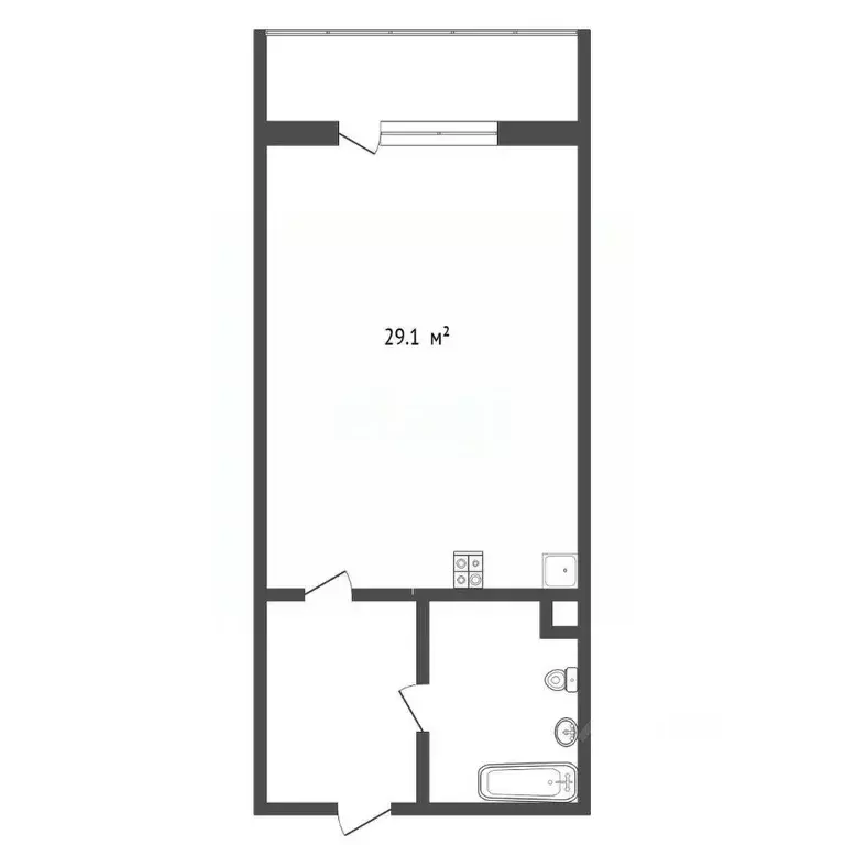 Студия Ханты-Мансийский АО, Сургут Пролетарский просп., 35 (29.1 м) - Фото 1
