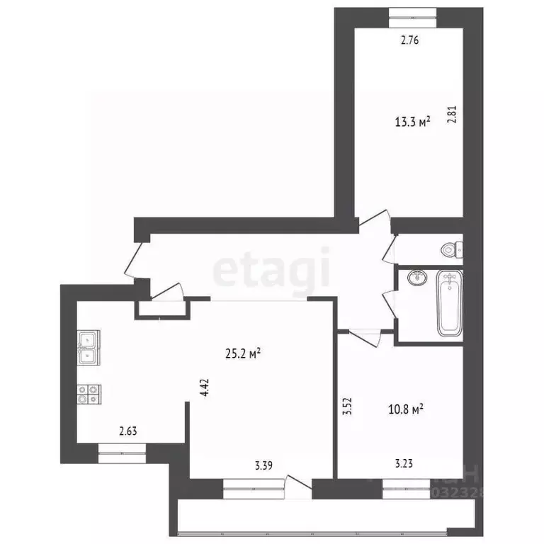 3-к кв. Владимирская область, Муром Октябрьская ул., 100 (62.3 м) - Фото 1