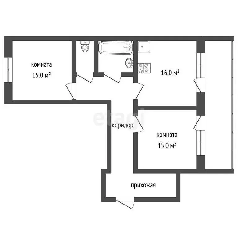 2-комнатная квартира: село Пшада, Красная улица, 51 (50.1 м) - Фото 0
