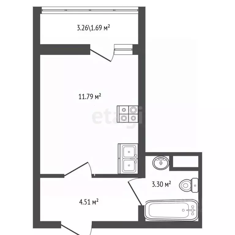 Студия Санкт-Петербург ул. Чирикова, 5 (21.2 м) - Фото 2