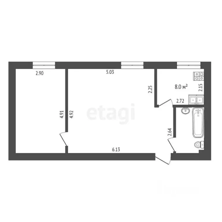 2-к кв. Крым, Симферополь ул. Рождественская (52.0 м) - Фото 1