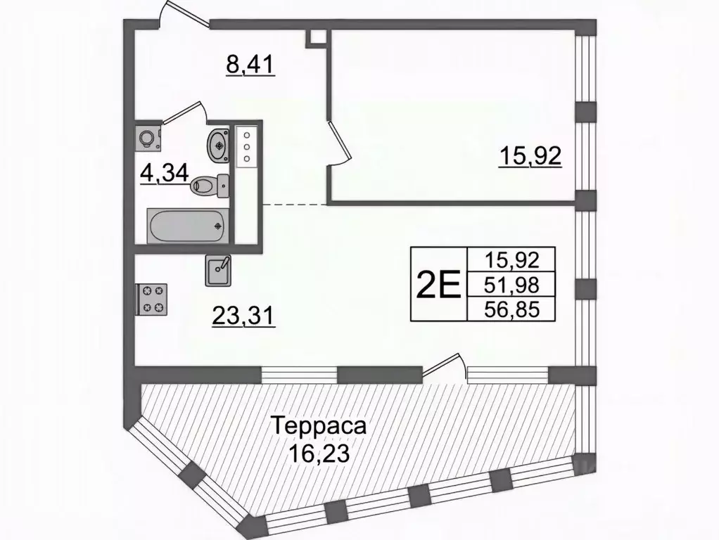 2-к кв. Санкт-Петербург ул. Челюскина, 10 (56.85 м) - Фото 2