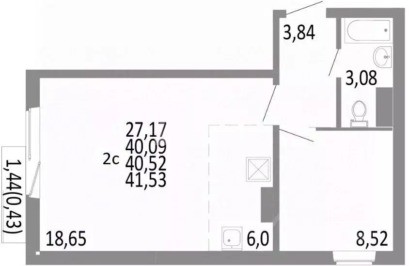 2-к кв. Челябинская область, Челябинск ул. Блюхера, 125Б (40.09 м) - Фото 1