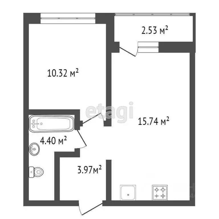 1-к кв. Тюменская область, Тюмень ул. Селекционная, 6 (34.43 м) - Фото 1