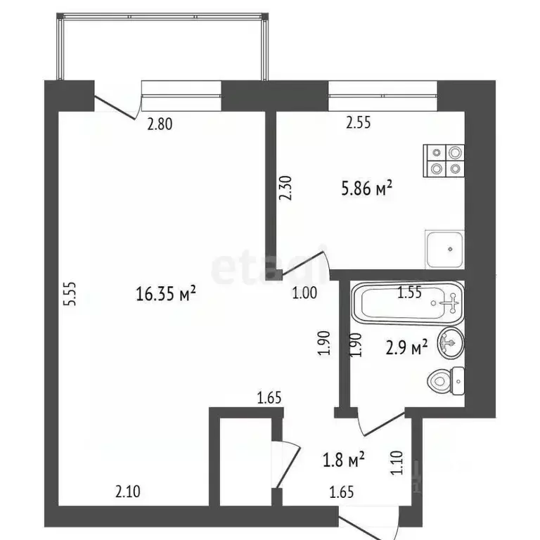 1-к кв. Нижегородская область, Выкса ул. Красные зори, 25А (27.7 м) - Фото 2