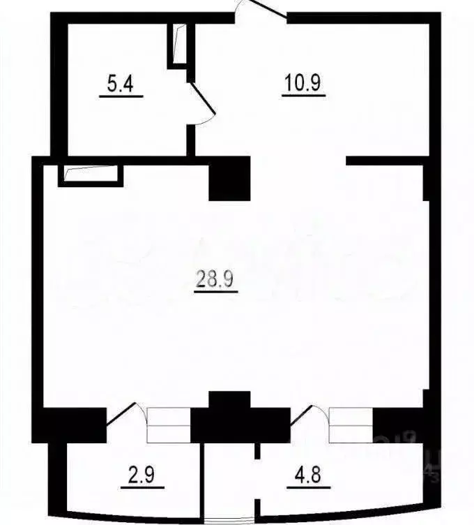 Студия Тюменская область, Тюмень Орловская ул., 58 (45.0 м) - Фото 1