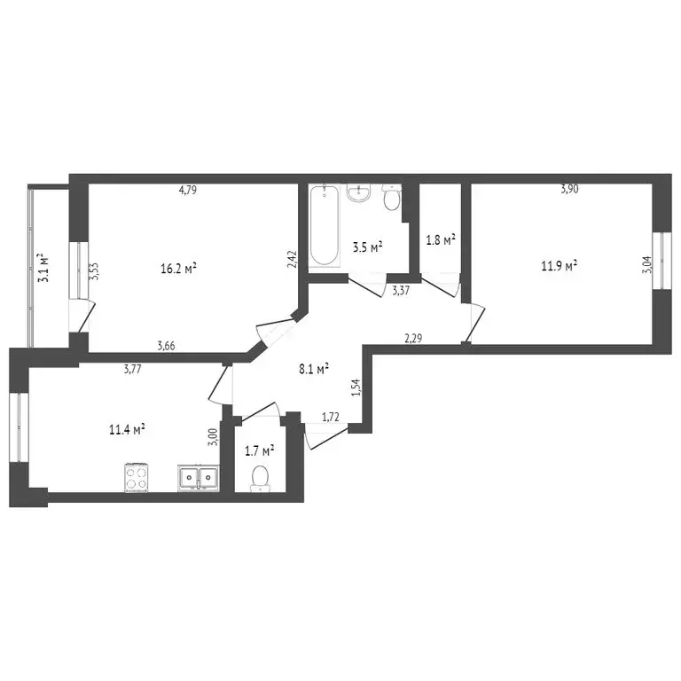 2-комнатная квартира: Тобольск, микрорайон 7А, 23Б (54.6 м) - Фото 0