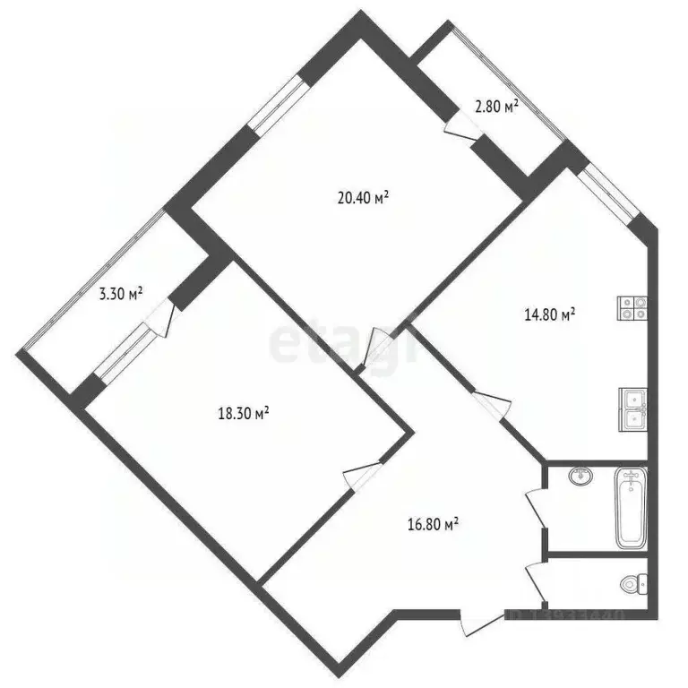 2-к кв. Тюменская область, Тюмень ул. Суходольская, 23 (80.0 м) - Фото 2