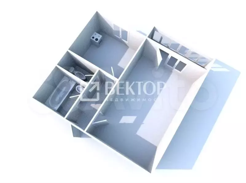 1-к. квартира, 33,3 м, 5/9 эт. - Фото 0