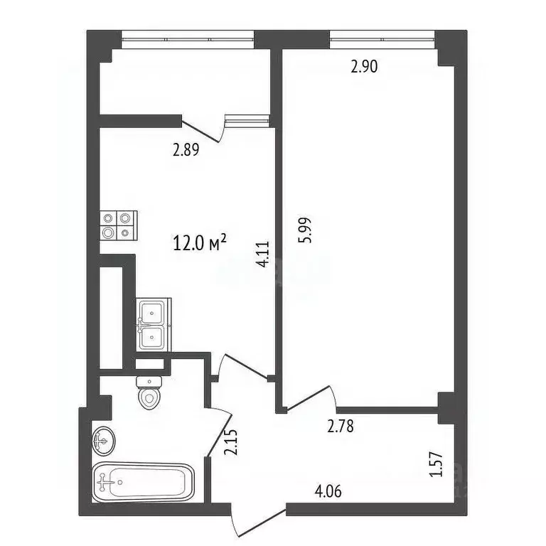 1-к кв. Белгородская область, Белгород Кирпичная ул., 65 (41.6 м) - Фото 2