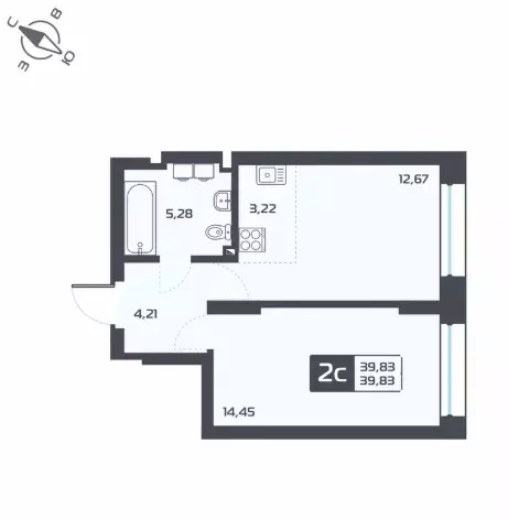 Продаётся 1-к квартира, 39.83 м - Фото 1