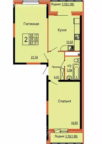 2-комнатная квартира: Новороссийск, улица Удалова, 10к1 (67 м) - Фото 0