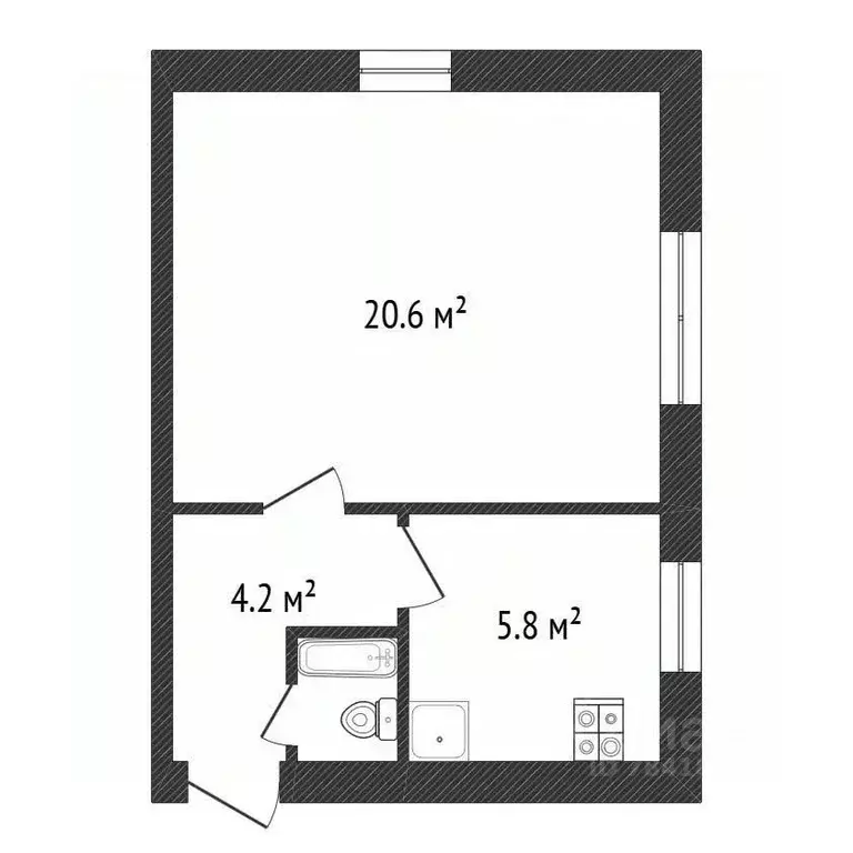 1-к кв. Калужская область, Боровск ул. 8 Марта, 14 (31.7 м) - Фото 2