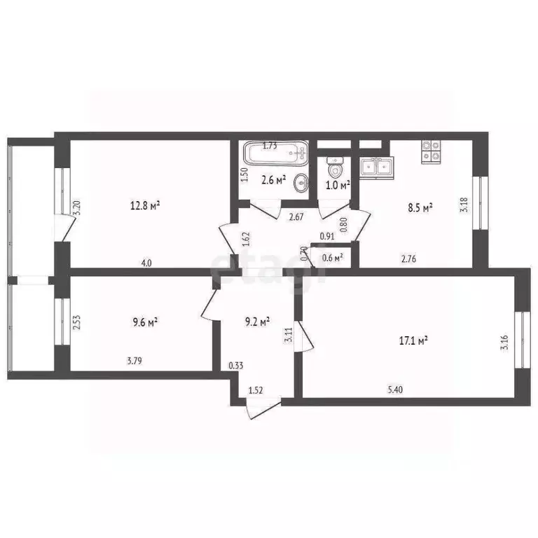 3-к кв. Крым, Красноперекопск 1-й мкр, 27 (61.4 м) - Фото 1