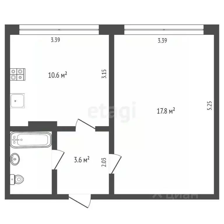 1-к кв. Ямало-Ненецкий АО, Новый Уренгой просп. Мира, 37 (34.7 м) - Фото 2