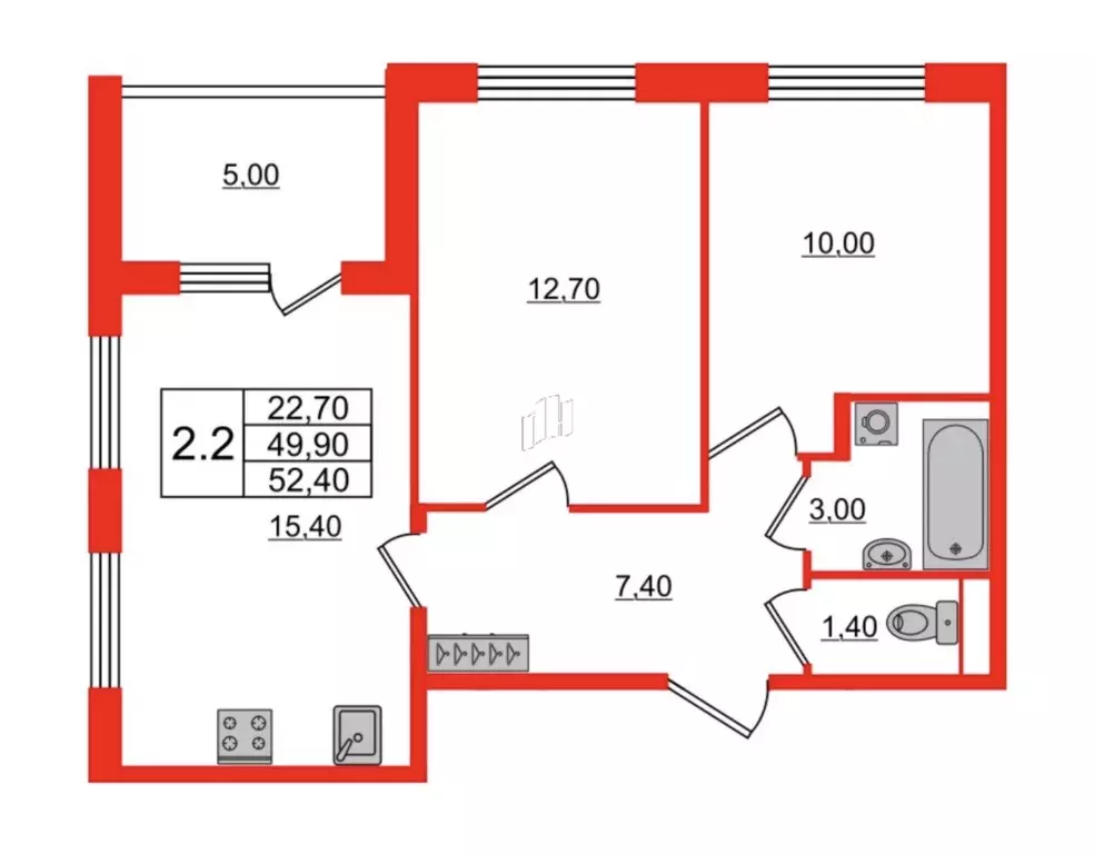 Продаётся 2-к квартира, 52.4 м - Фото 0