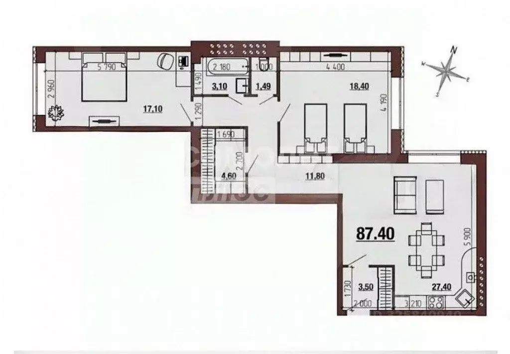 2-к кв. Рязанская область, Рязань ул. 2-я Новоселковская, 4 (87.4 м) - Фото 0