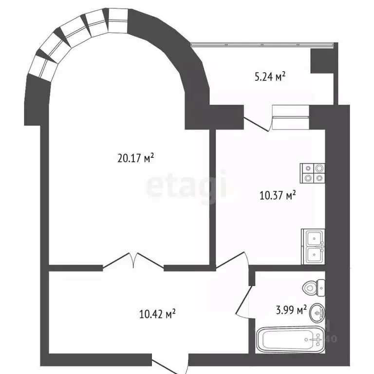 1-к кв. Тюменская область, Тюмень ул. Клары Цеткин, 29к6 (43.5 м) - Фото 1