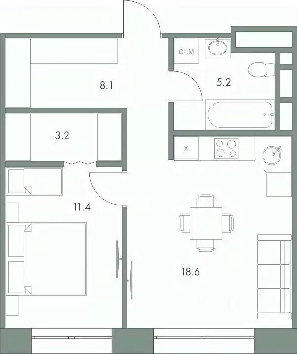 1-к кв. Ханты-Мансийский АО, Ханты-Мансийск Красноармейская ул., 45 ... - Фото 0