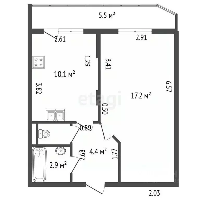 1-к кв. Санкт-Петербург Богатырский просп., 55к1 (35.7 м) - Фото 2