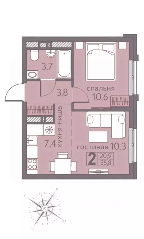 2-к кв. Пермский край, Пермь ул. Серебристая, 5 (35.8 м) - Фото 1
