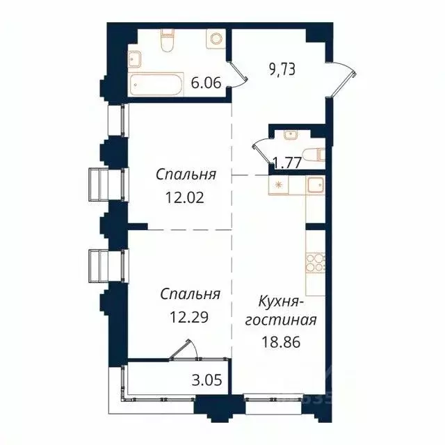2-к кв. Иркутская область, Иркутск Байкальская ул., 246Б (63.0 м) - Фото 1