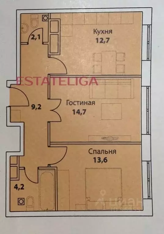 2-к кв. Москва Шелепихинская наб., 34к3зд7 (58.4 м) - Фото 2