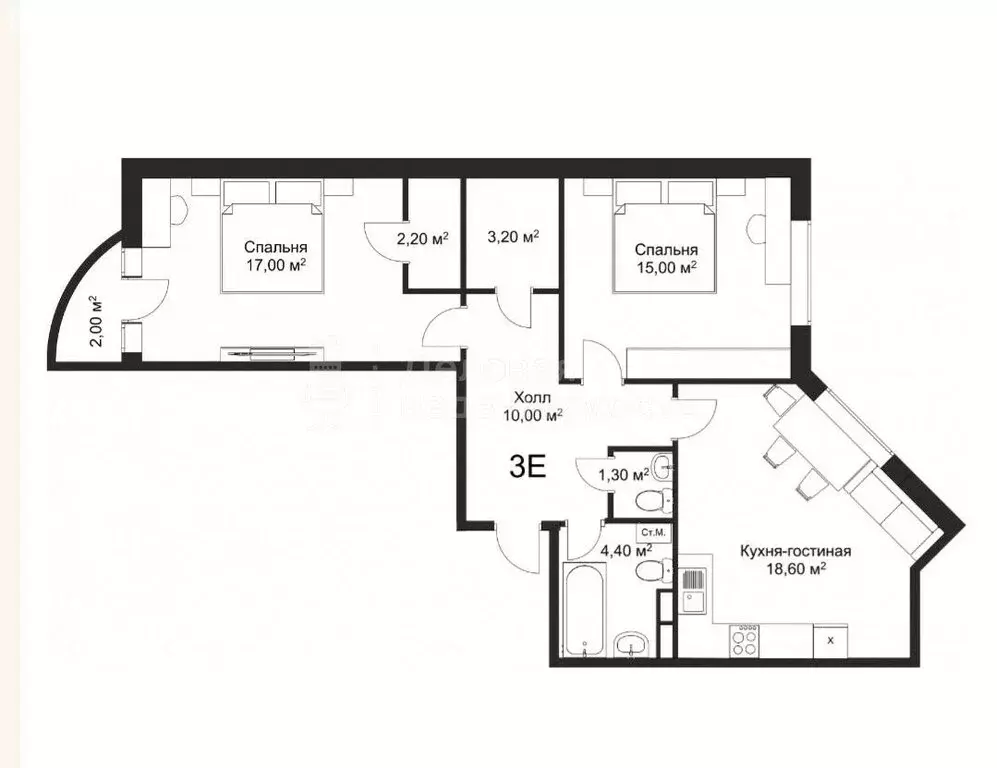 2-комнатная квартира: Великий Новгород, Псковский район, Речная улица, ... - Фото 1