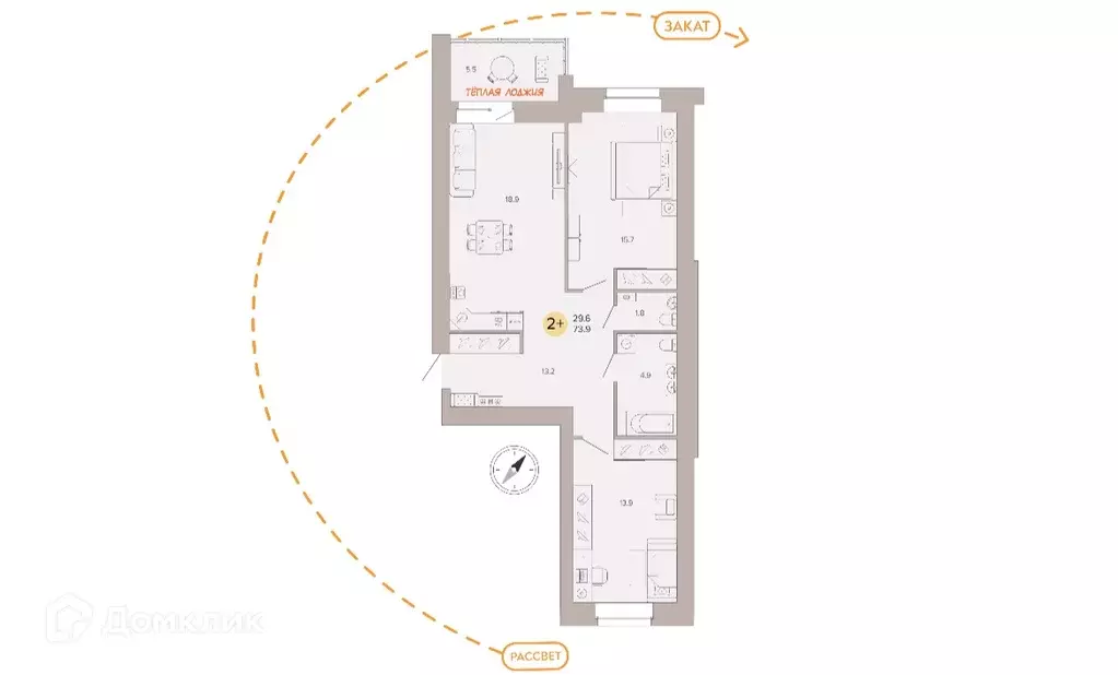 Продаётся 2-к квартира, 74.3 м - Фото 0