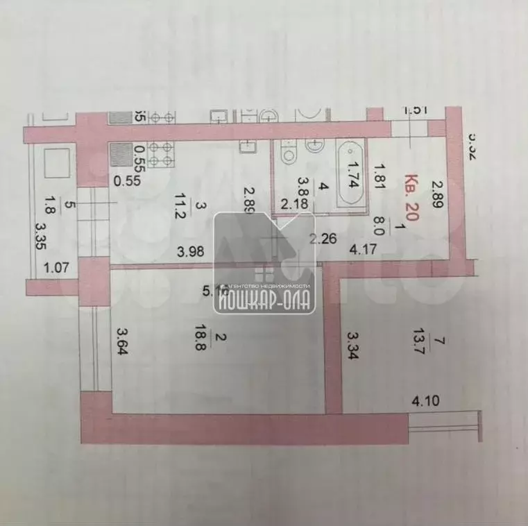 1-к. квартира, 42 м, 4/9 эт. - Фото 0