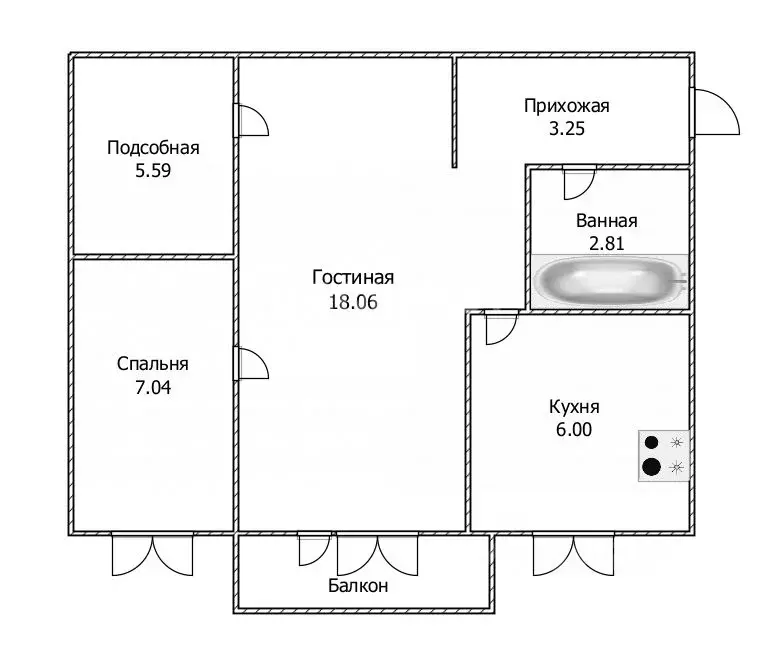 2-к кв. Ульяновская область, Ульяновск просп. Нариманова, 31/2 (42.75 ... - Фото 2