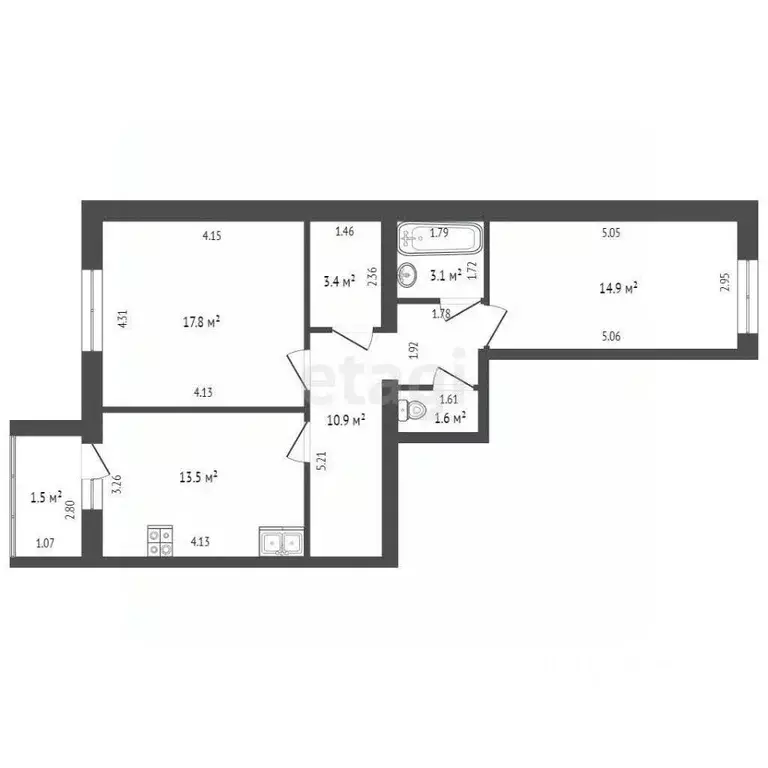 2-к кв. Марий Эл, Йошкар-Ола ул. Яна Крастыня, 6Б (65.0 м) - Фото 1